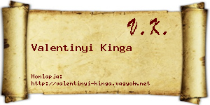 Valentinyi Kinga névjegykártya